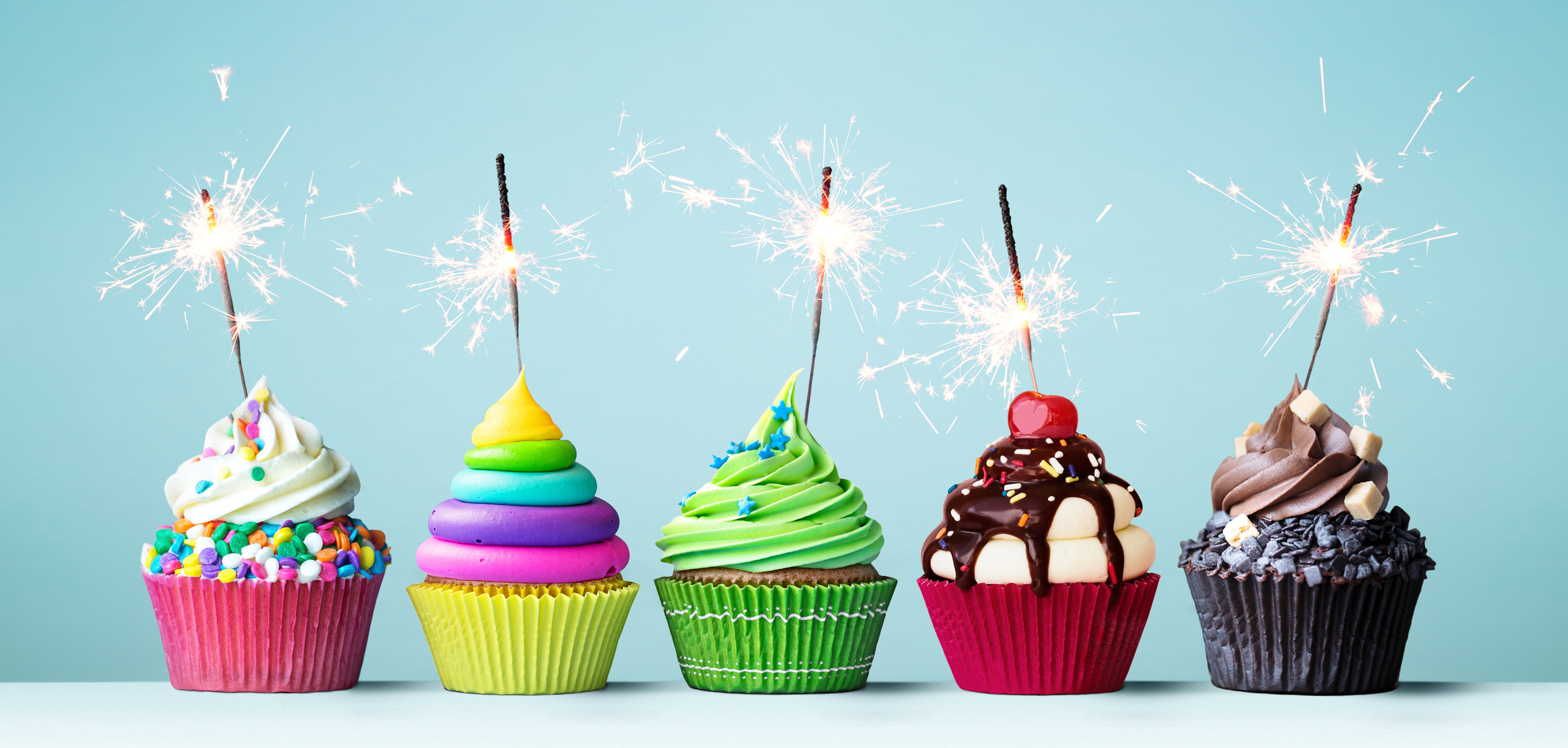 Colorful celebration cupcakes